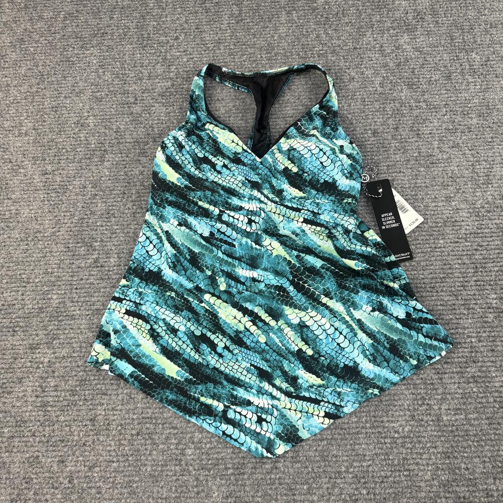 Magicsuit Tankini Swimsuit Top Womens 8 Blue Green Black Slimming Racerback New